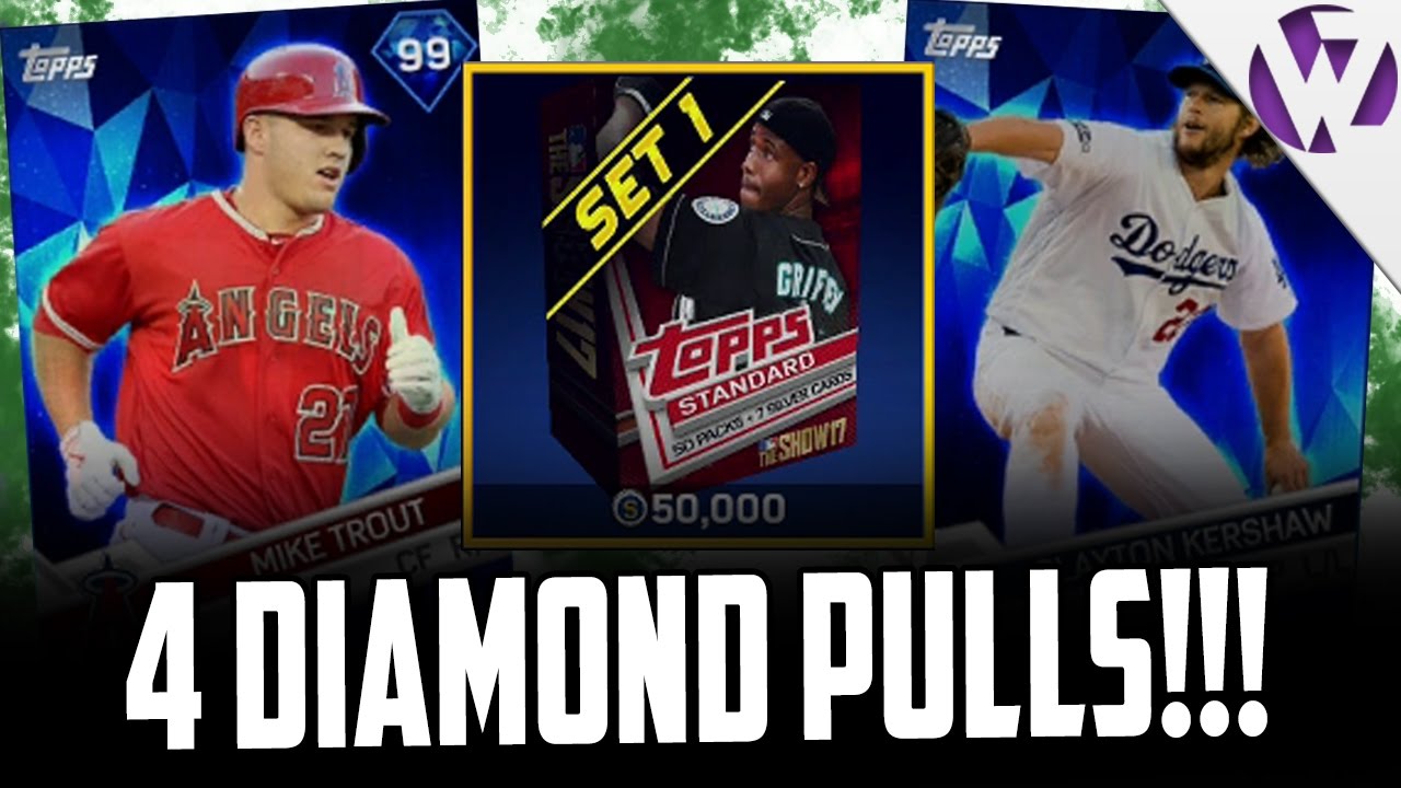 4 DIAMOND PULLS!!! MLB THE SHOW 17 PACK OPENING - MLB THE SHOW 17 DIAMOND DYNASTY