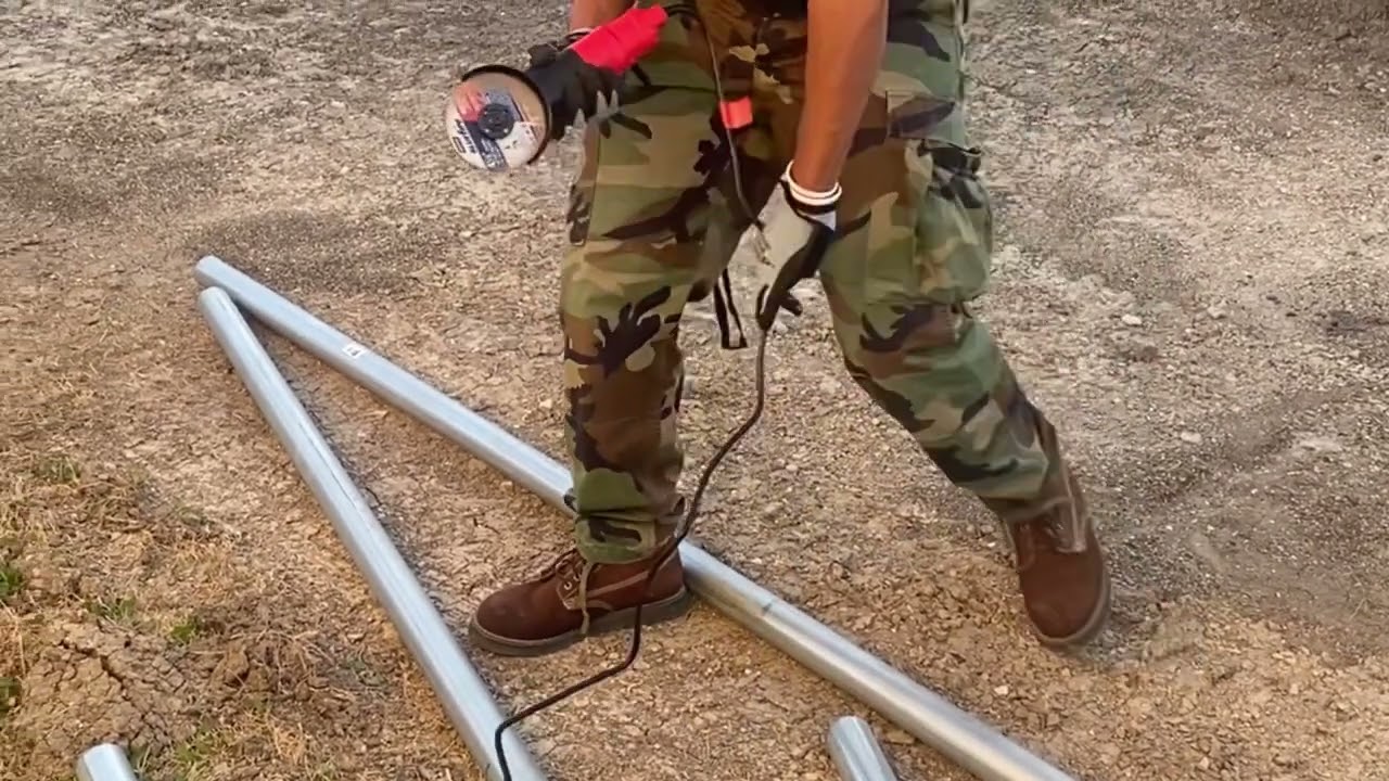 How to cut a galvanized metal fence post using a grinder
