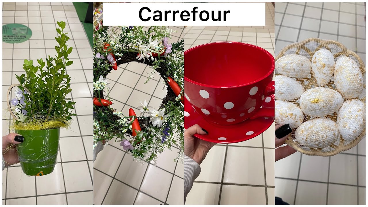 CARREFOUR MEGA OKAZJE -60% WIELKANOC -40% PIĘKNE DEKORACJE KOSZYCZKI SERWETKI BUKSZPAN NA NOWOŚCIACH