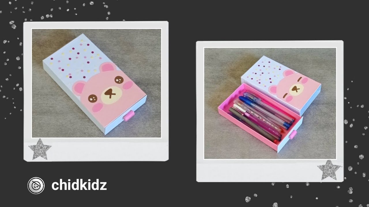 Kawaii Sweetest Bear Pencil Case Cardboard [ 3 Minute Craft ]