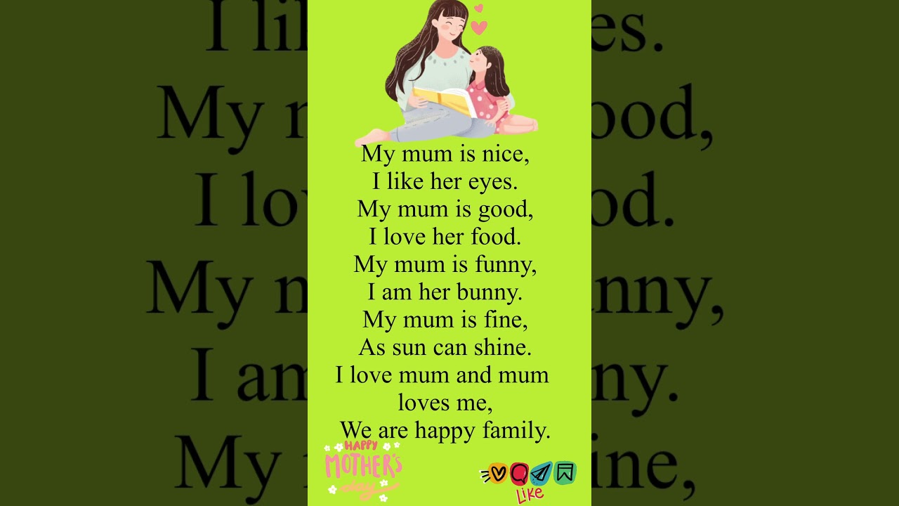 My Mum- English Poem # Mother&rsquo;s Day