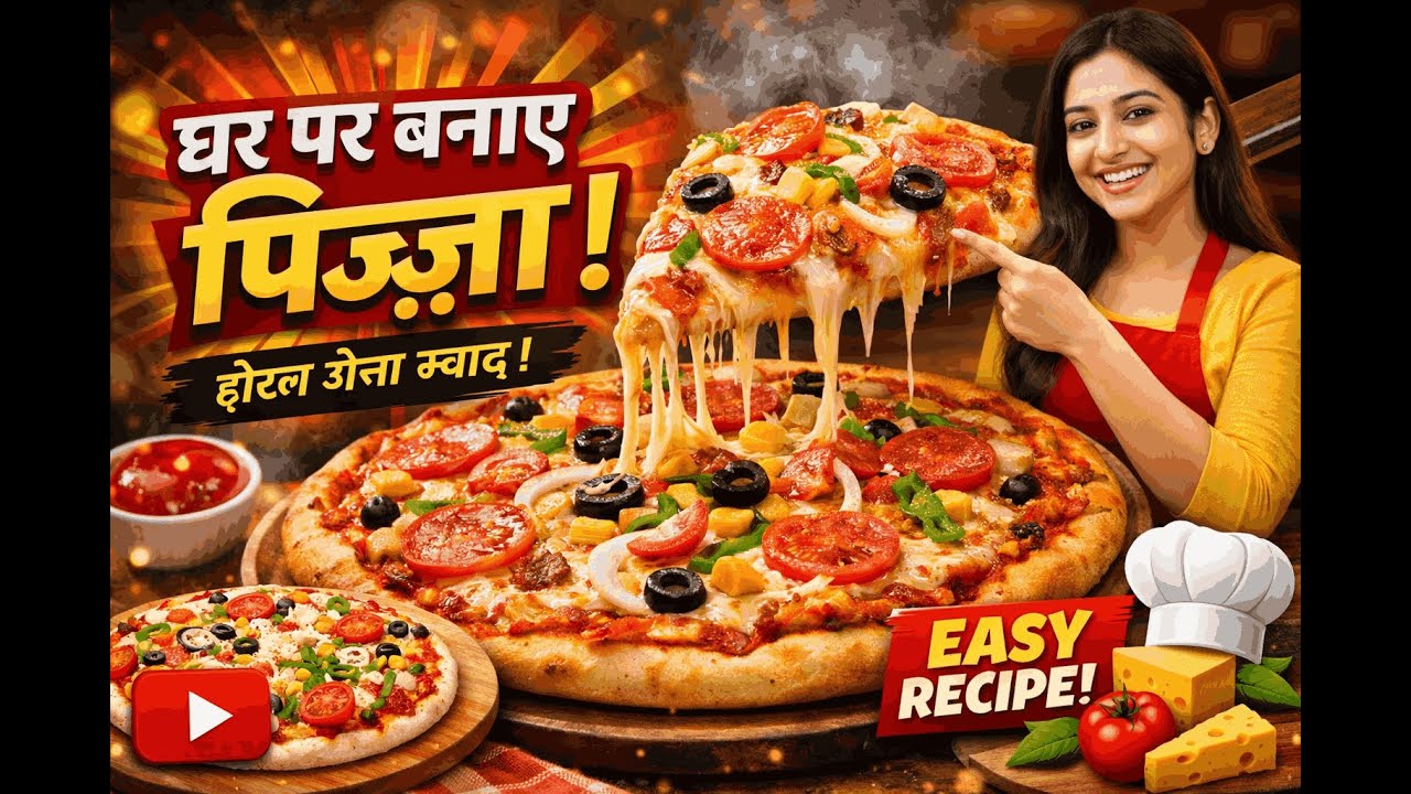 Ghar me banaye testy pizza  🍕 | Easy Homemade Pizza Recipe | Cheese Burst Pizza