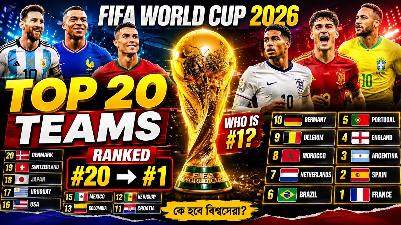 FIFA World Cup 2026 Top 20 Teams Ranking | Best National Teams Ranked From #20 to #1