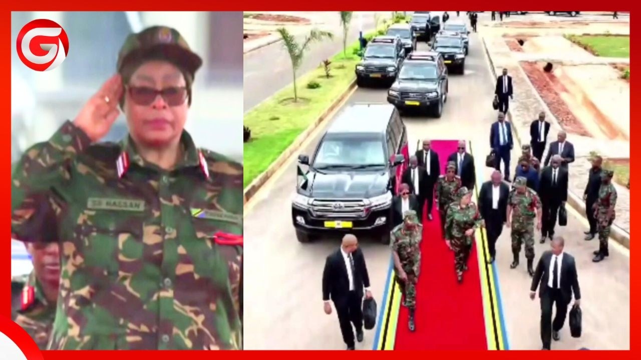RAIS SAMIA KWENYE KOMBATI ya JWTZ -ULINZI MKALI AKIWASILI UZINDUZI wa MAKAO MAKUU ya ULINZI wa TAIFA