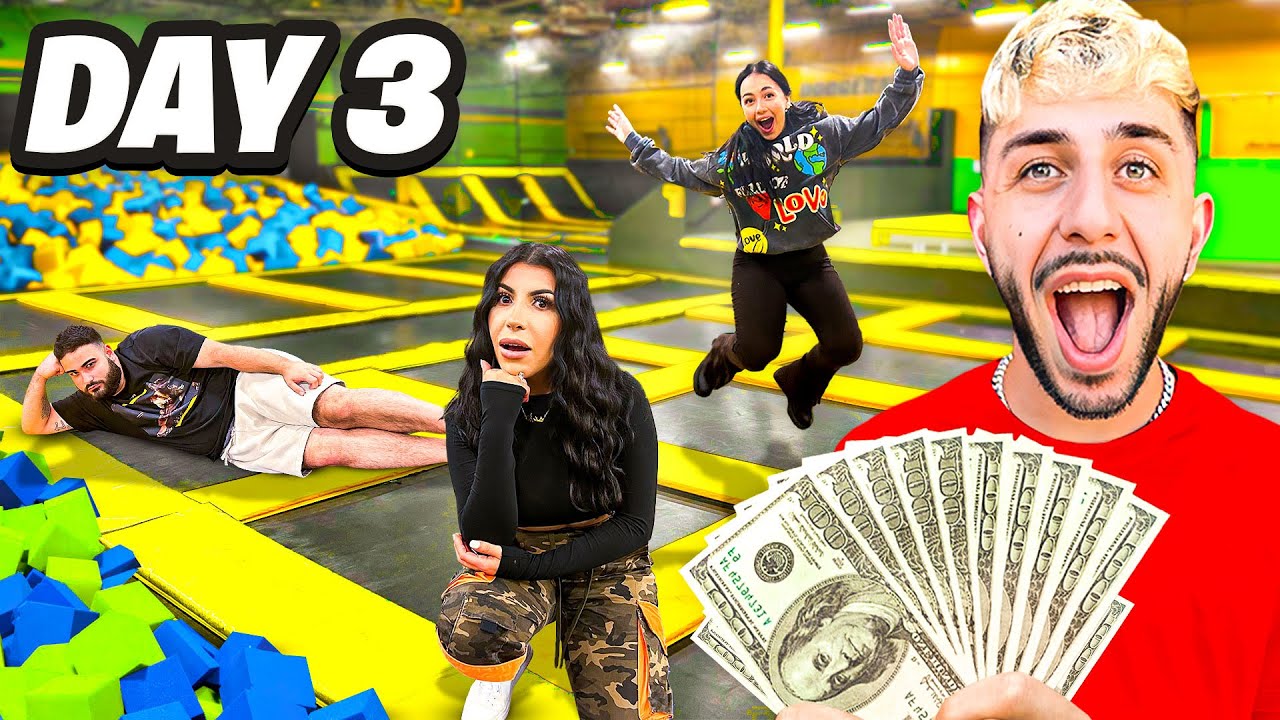 Last to LEAVE TRAMPOLINE PARK Wins $10,000 - Challenge