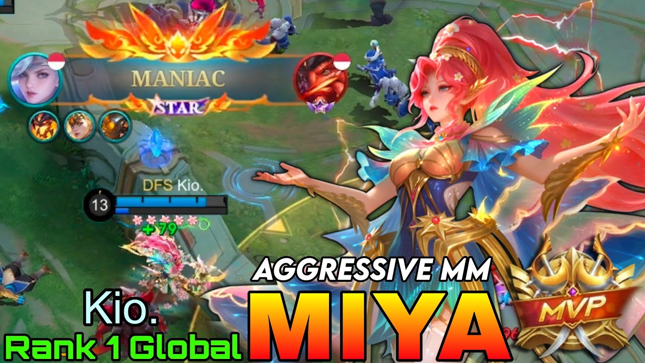 Aggressive Marksman Miya Double MVP Gameplay - Top 1 Global Miya by Kio. - Mobile Legends