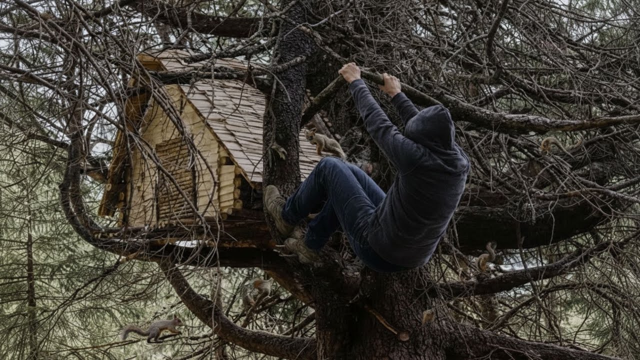 Building a Warm Treehouse Shelter in the Wild | Freezing Winter Survival