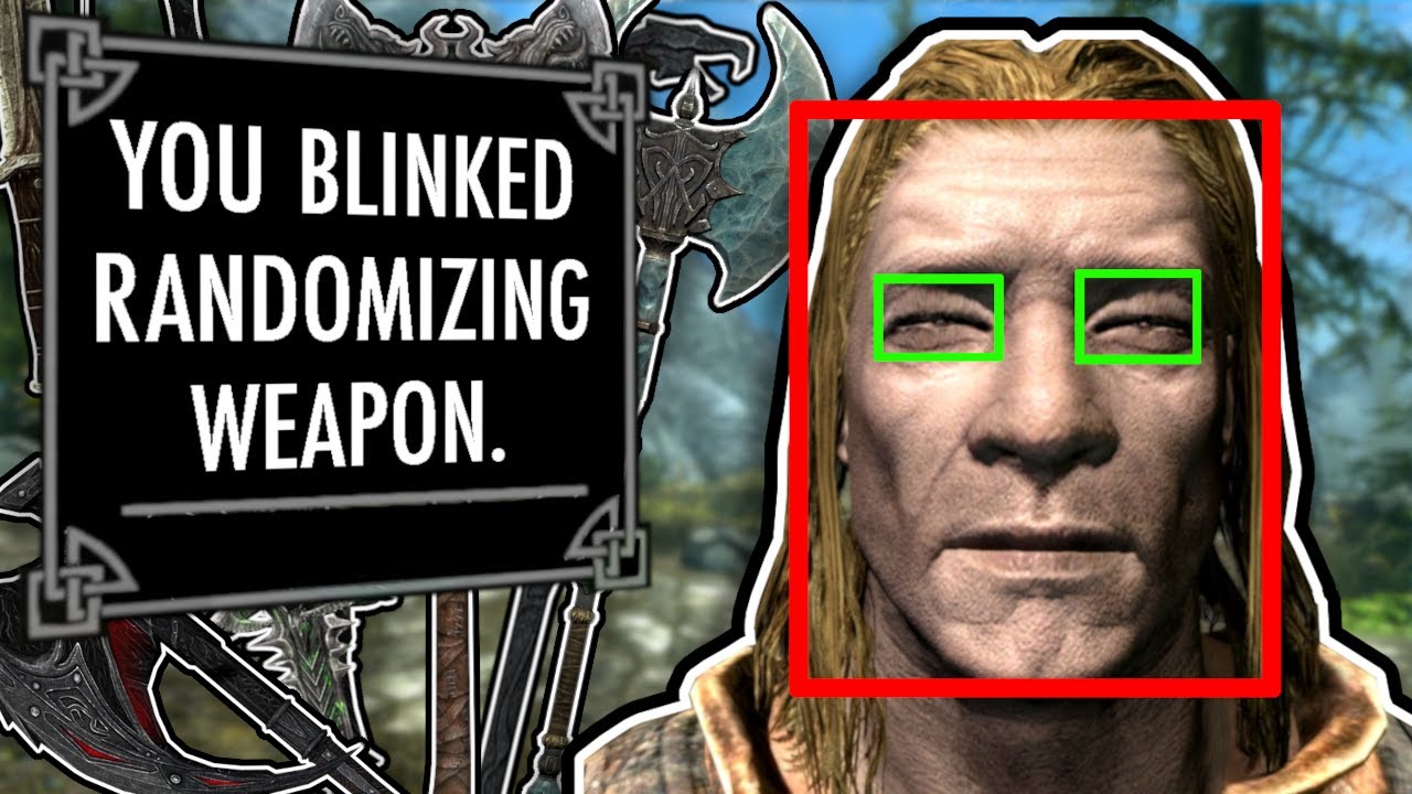 Skyrim, но каждый раз, когда я моргаю, мое оружие меняется случайным образом.