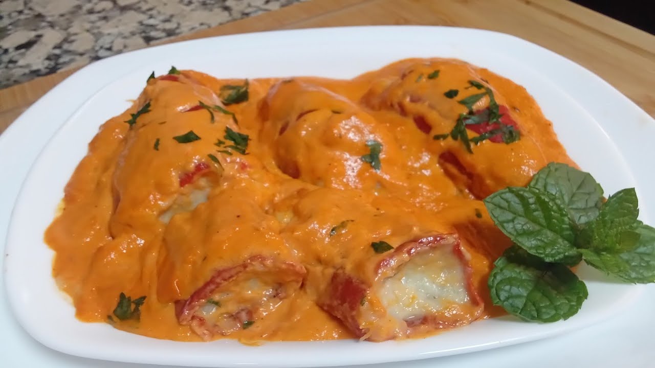 PIMIENTOS DEL PIQUILLO RELLENOS DE BACALAO con una salsa espectacular, fácil de hacer, te encantará😋