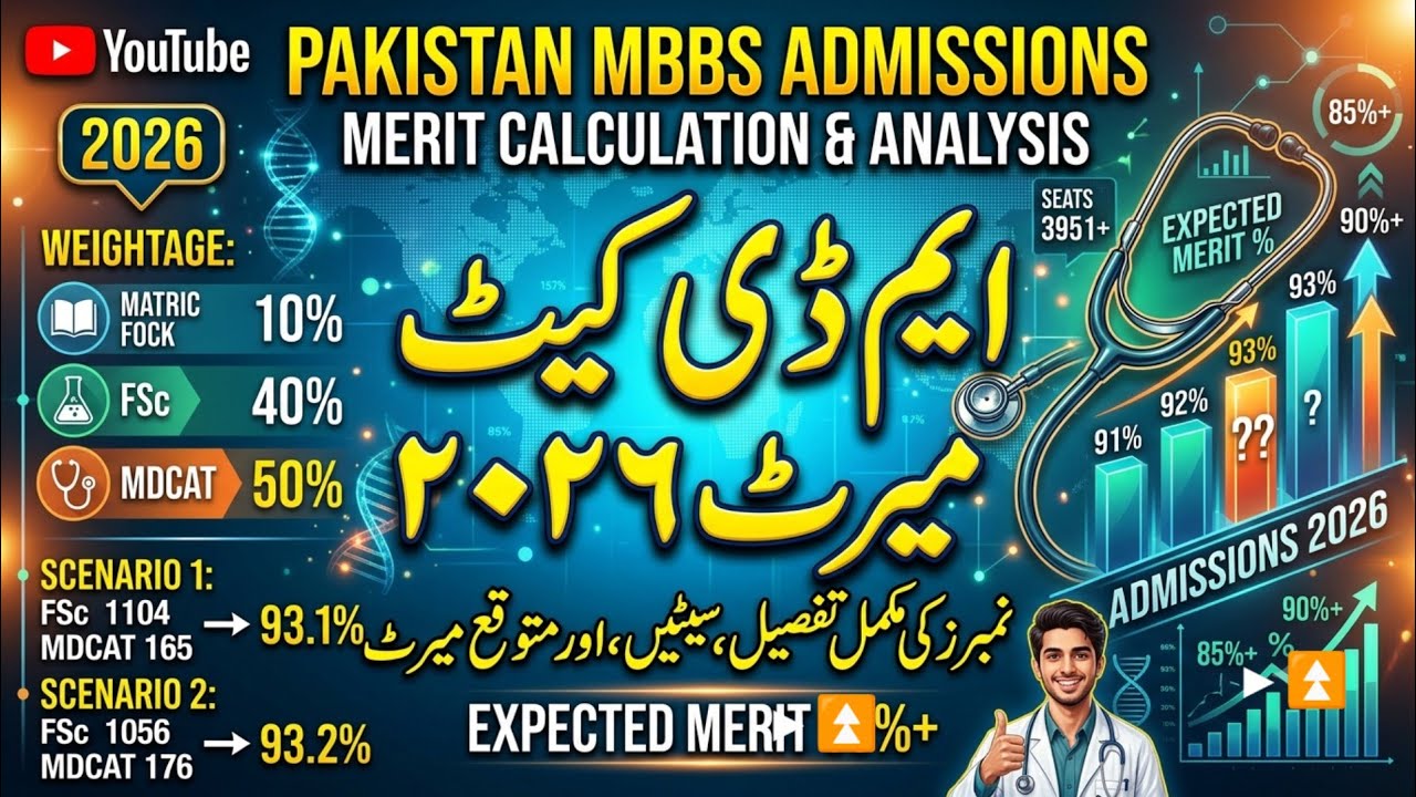 MDCAT 2026 Expected Merit & Formula | MBBS Admission & Merit Calculation Criteria
