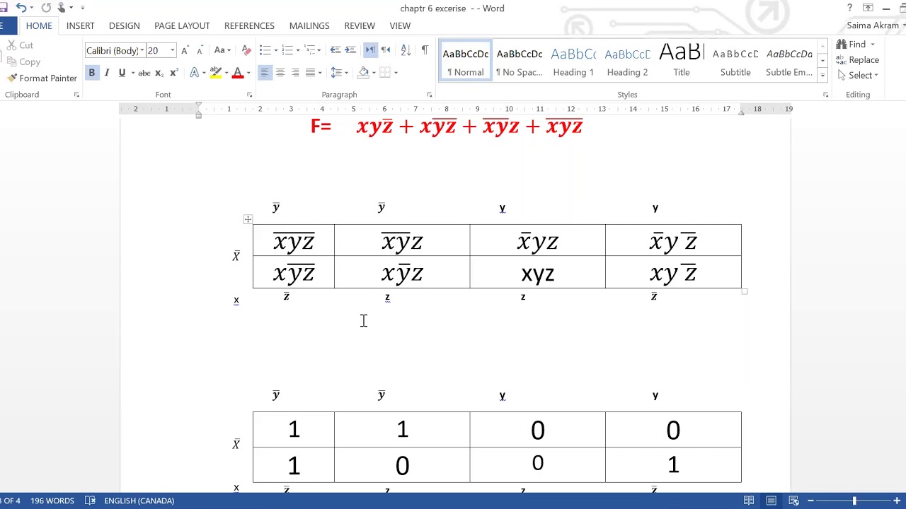 3 variable using K-Map