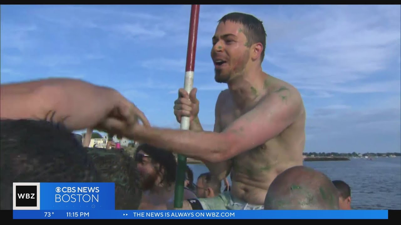 Victory parade in Gloucester for winner of Greasy Pole Contest