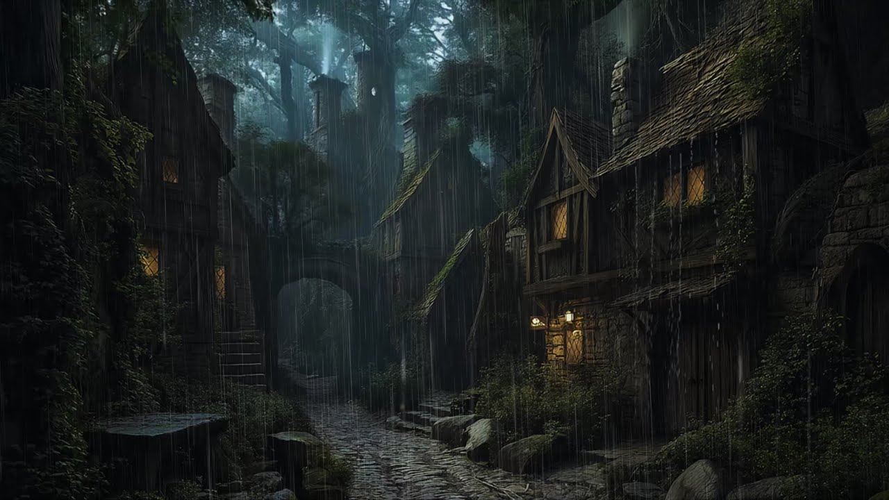 Find Comfort in the Tranquil Rain In Medieval Forest Village 🏰 Relax Your Mind and Body with Rain