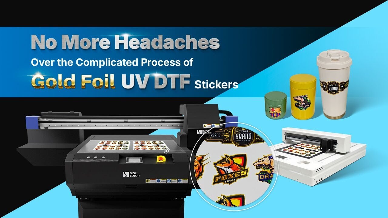 SinoColor Newest Solution of Gold Foil UV DTF Sticker Printing