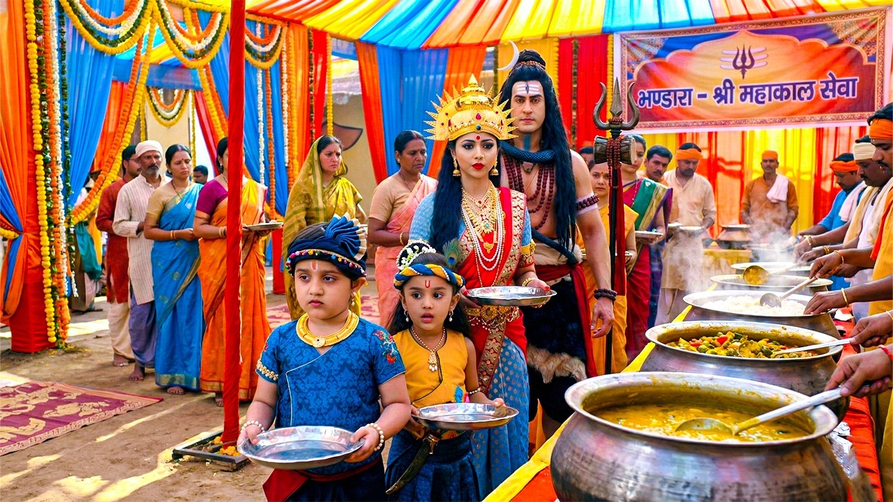 बाल कान्हा और बलदाऊ ने महादेव के साथ भंडारे में भोजन किया | यशोमती मईया के नंदलाला | Shree Krishan