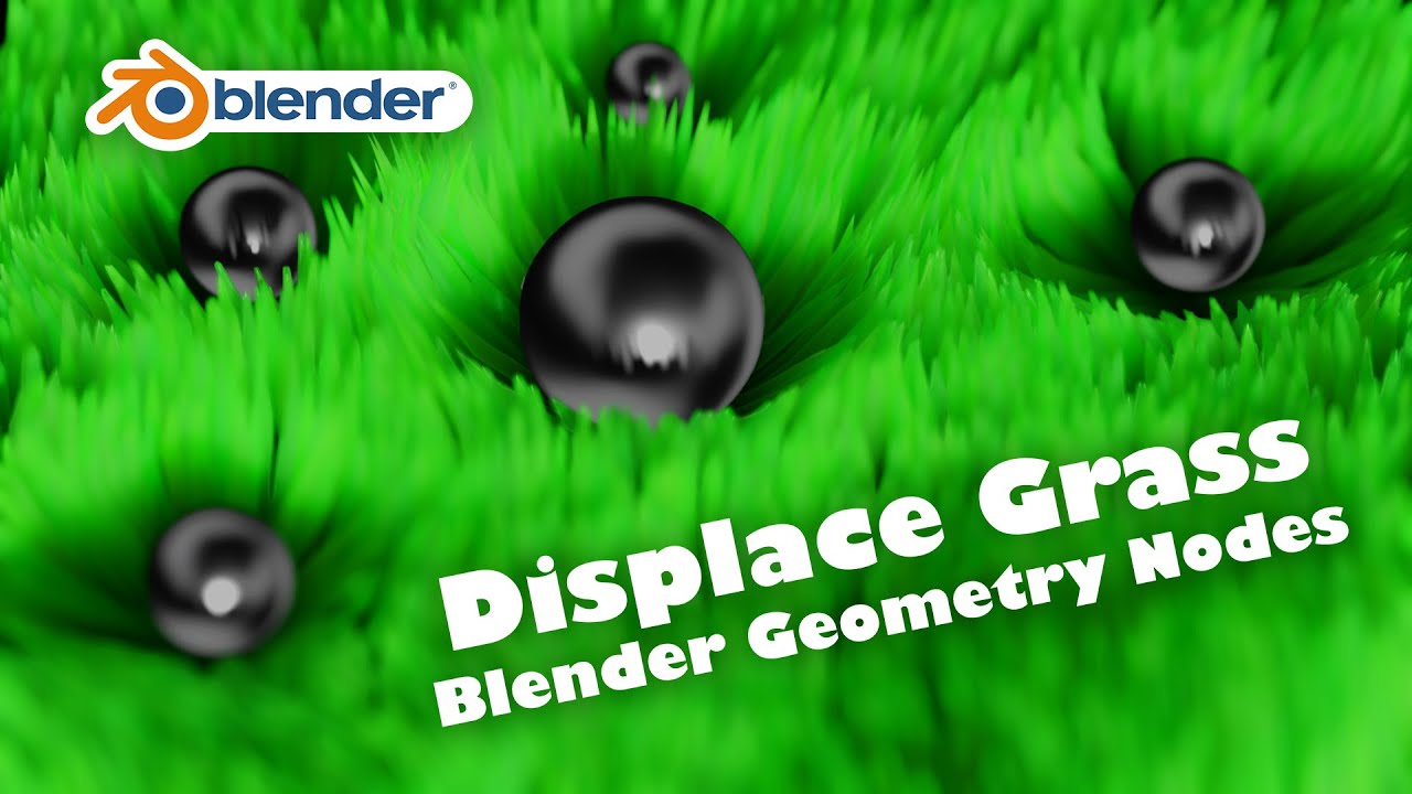 Displace Grass (and other Stuff) around surrounding Objects with Blender Geometry Nodes