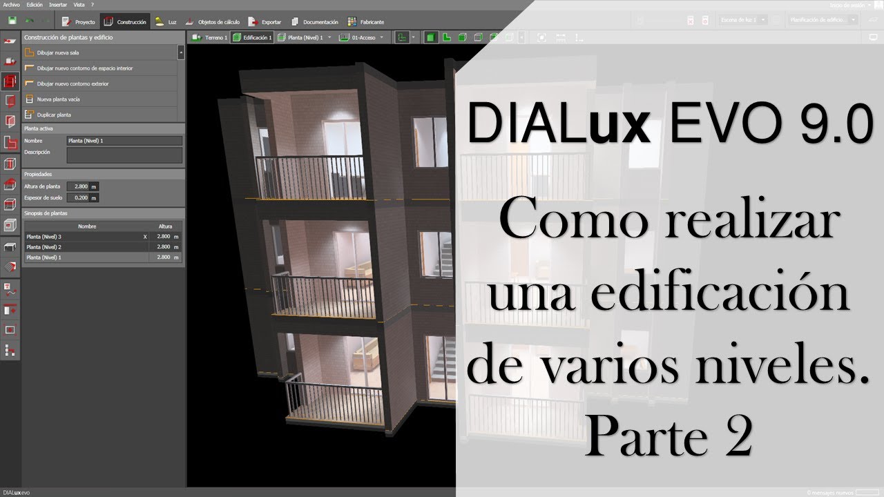 Como realizar una edificación de varios niveles en DIALux EVO 9.0_Parte 2