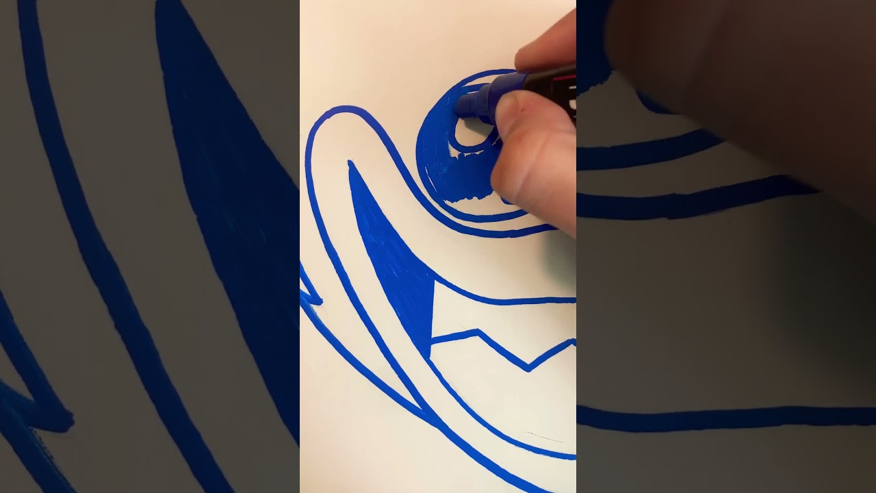 Drawing, but I can only use the color Dark Blue #posca