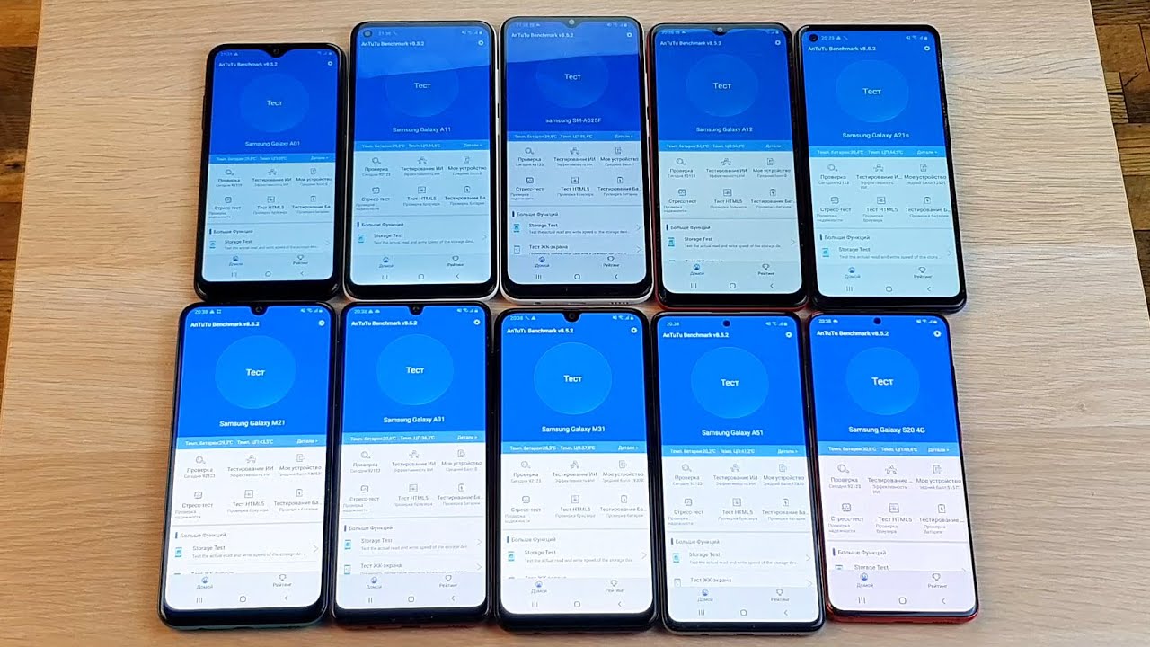 ТЕСТ ВСЕХ ТЕЛЕФОНОВ SAMSUNG В ANTUTU!