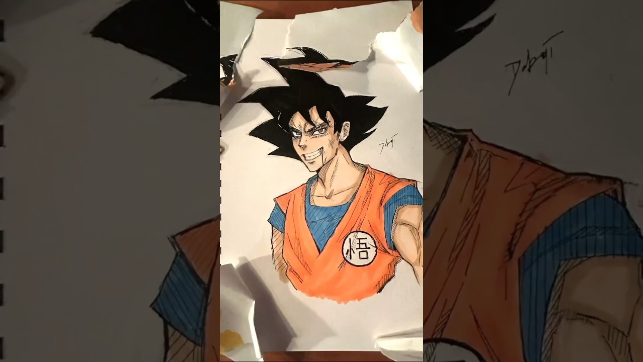 Drawing goku in my style! #art #drawing #anime #dragonball #goku #manga #drawingprocess