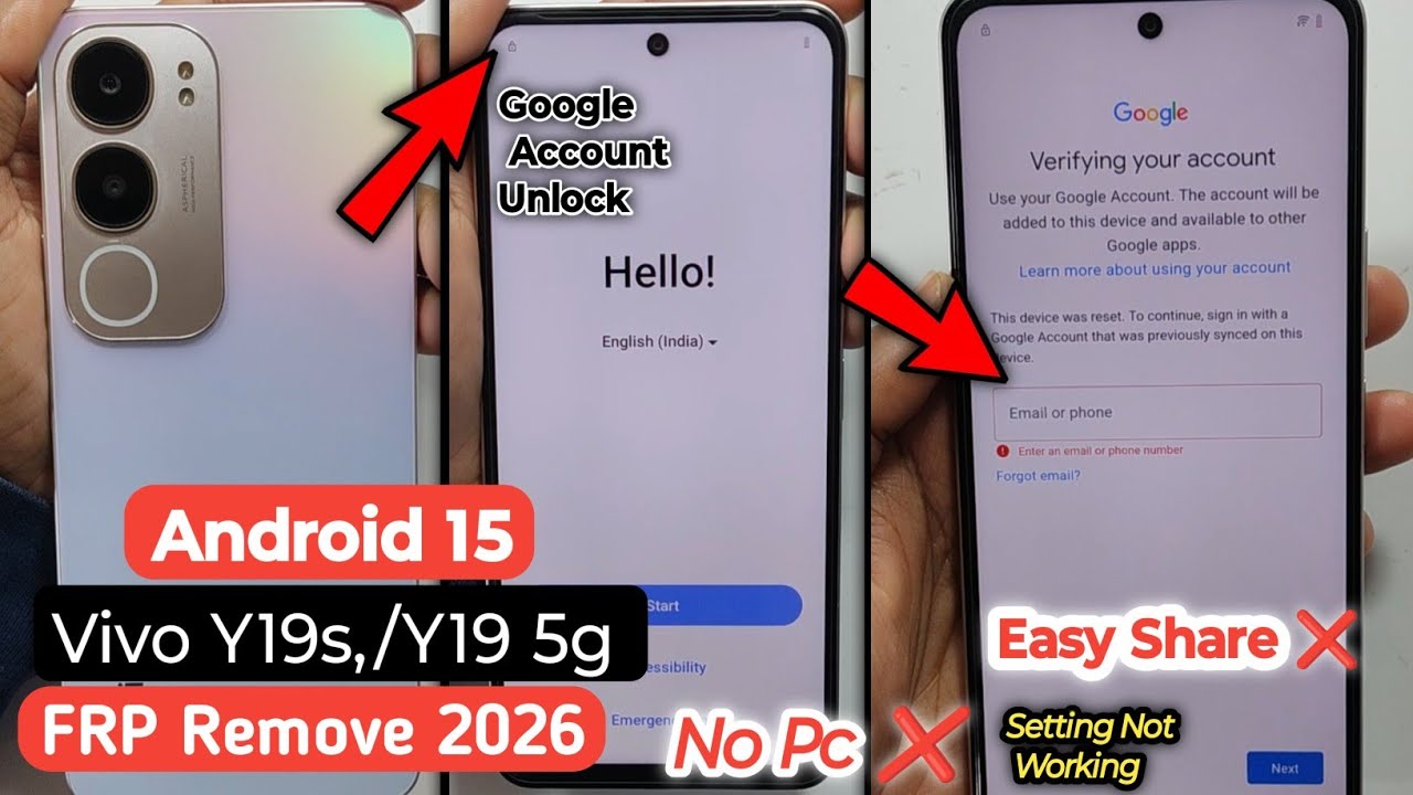 Vivo Y19s Frp Remove Without PC || Vivo Y19 5g Frp Unlock 2026 || EasyShare Not Work || Android 15