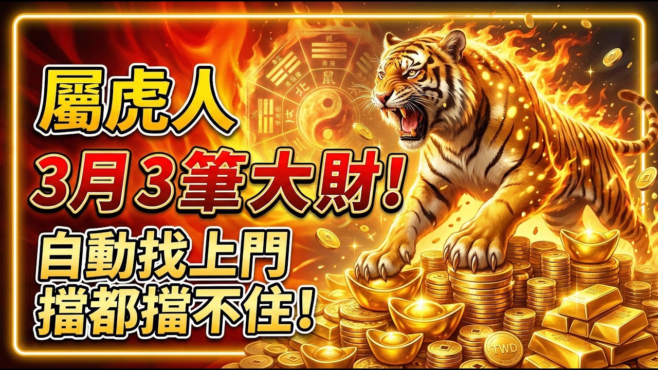 【生肖虎】陽曆3月「三合火局」，這3筆「意外之財」自動找上門，擋都擋不住！#生肖虎2026運勢 #2026屬虎運勢 #財運 #偏財 #意外之財 #發財 #轉運 #開運 #生肖虎 #風水 #屬虎2026