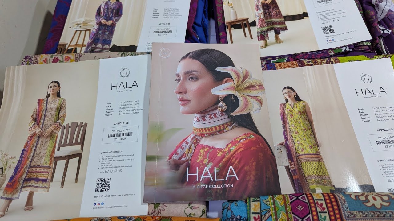 Hala by Gulljee l Lawn Digital Printed 3 piece Unstitched Sale Price Shirt Trouser Dupatta Rs 3000/-