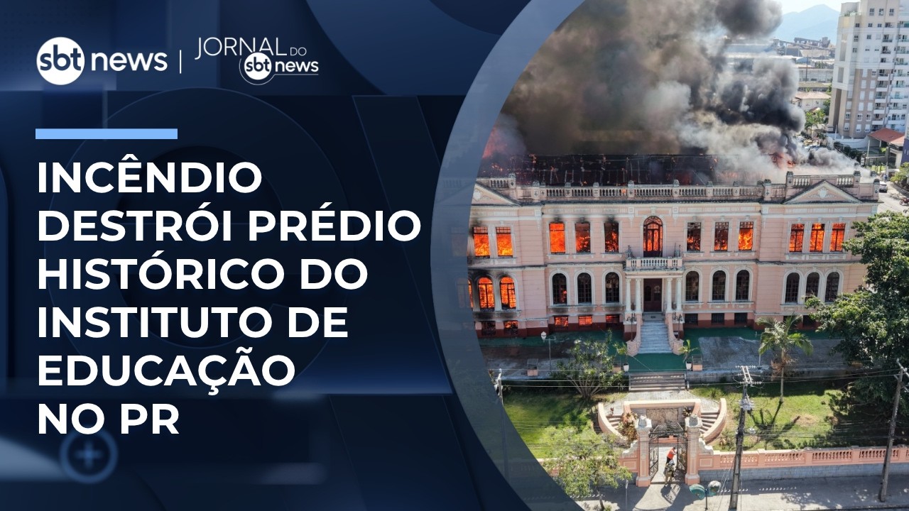 Inc&ecirc;ndio atinge pr&eacute;dio hist&oacute;rico do Instituto de Educa&ccedil;&atilde;o em Paranagu&aacute; (PR) | #JornaldoSBTNews