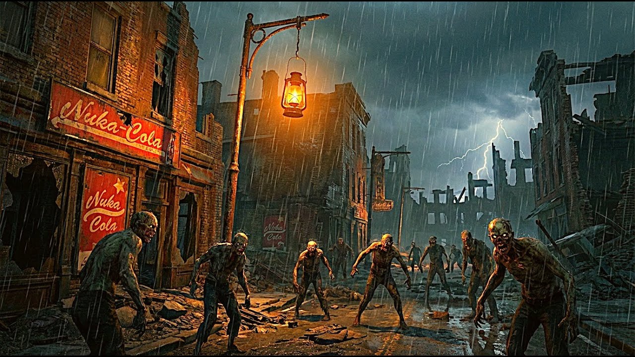 Zombie-Filled Streets in Heavy Rain | Fallout 4 Horror Ambience