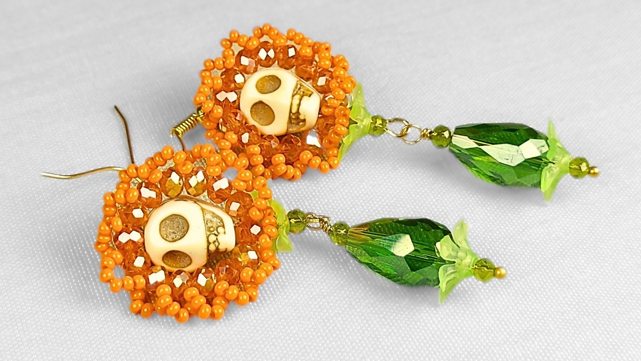 Cómo hacer Aretes de Cempasúchil con Calaverita para el Día de Muertos 🌼💀 | Tutorial DIY