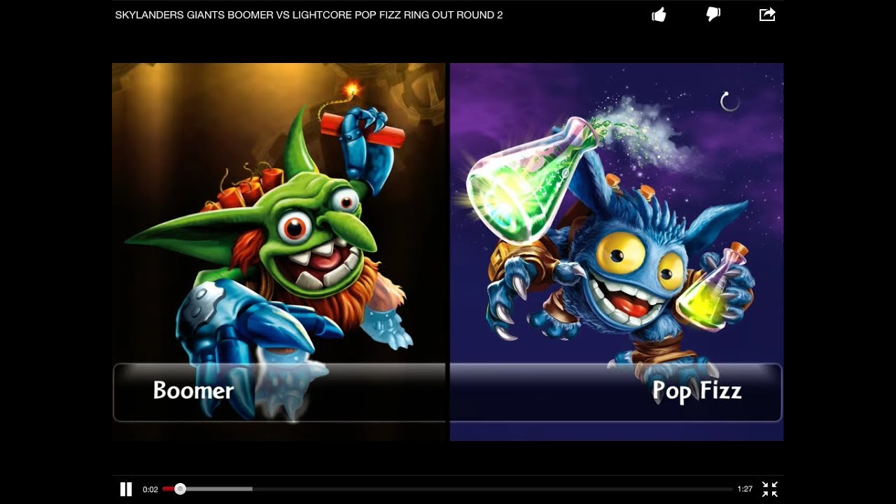SKYLANDERS GIANTS BOOMER VS LIGHTCORE POP FIZZ RING OUT ROUND 2