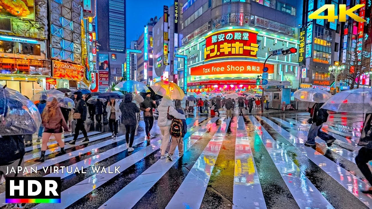 2 Hours of Rainy Night Walk in Tokyo, Japan | End of Spring 2025 • 4K HDR