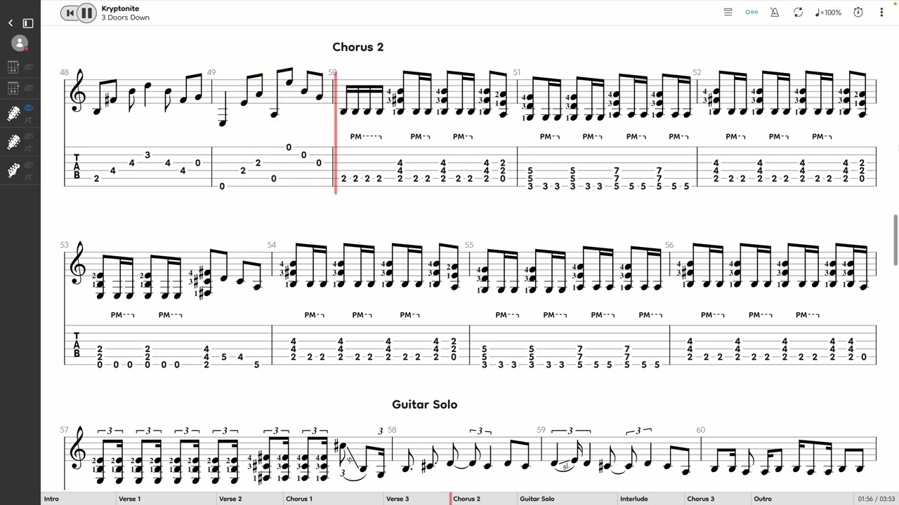 3 Doors Down - Kryptonite (GUITAR 1 TAB PLAY ALONG)