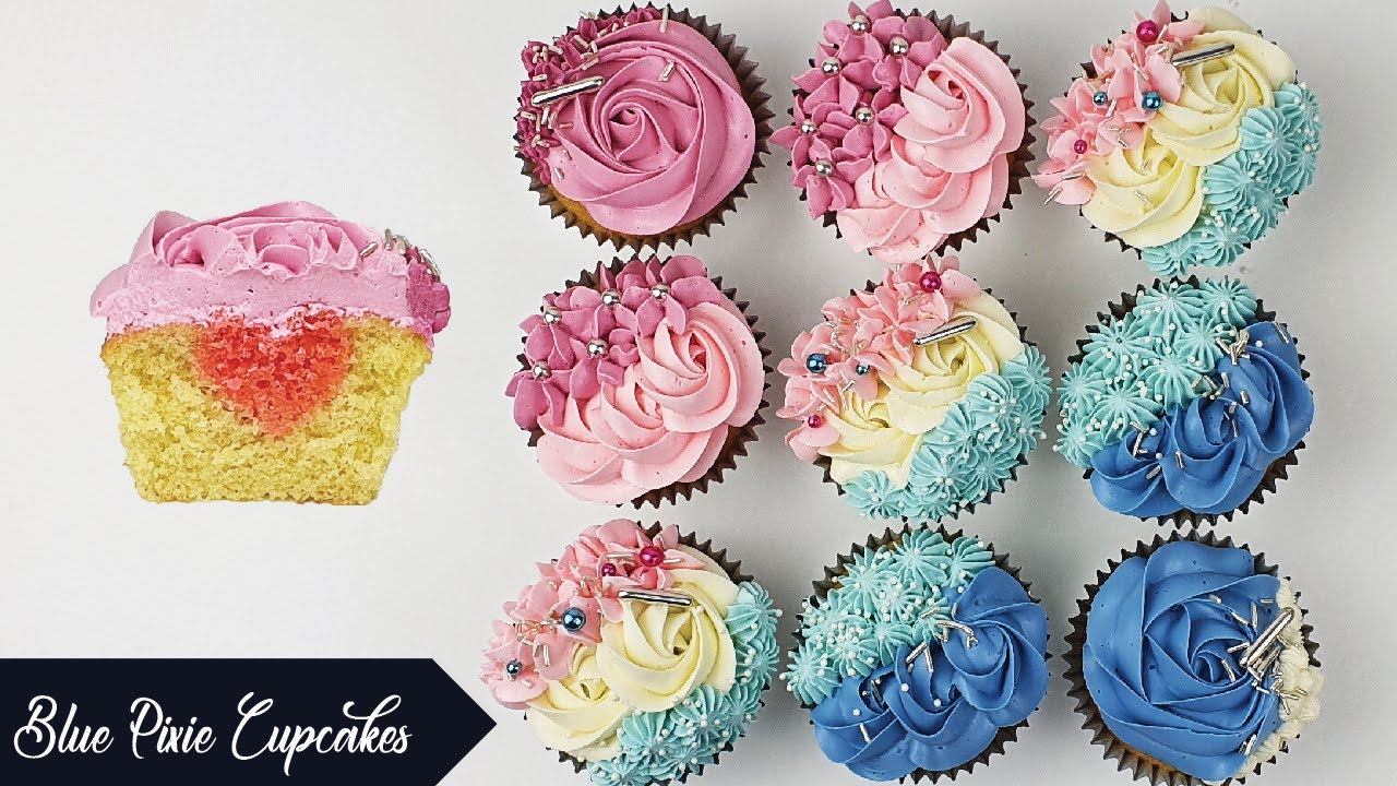 How to make Ombre Buttercream Gender Reveal Cupcakes