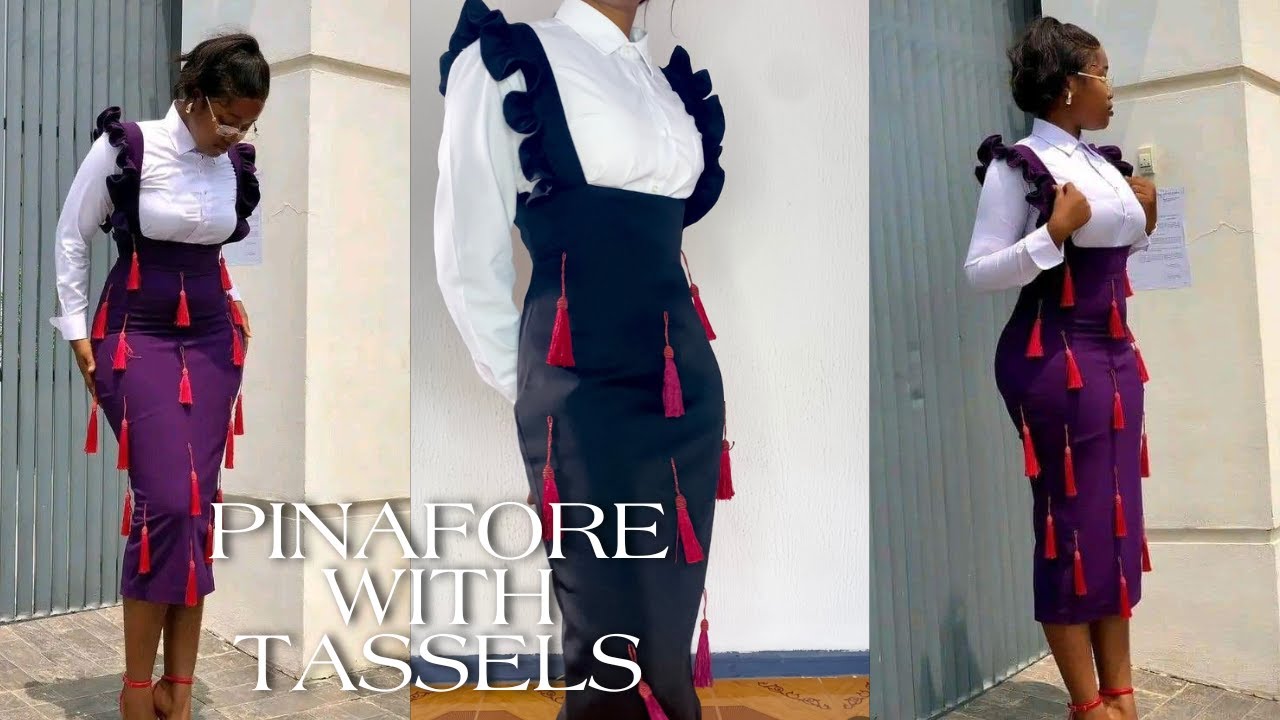 How to cut and sew PINAFORE with TASSELS/Detailed and easy to understand