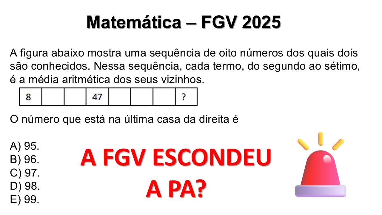 Se Você Não Viu A PROGRESSÃO, ERROU! Questão FGV Explicada 🚨