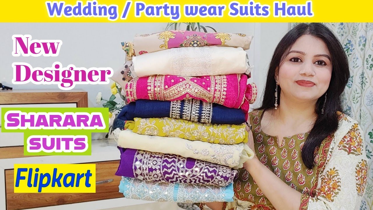Flipkart partywear sharara suits Haul 💙 Latest wedding Special kurta sets from flipkart⭐ Try on Haul