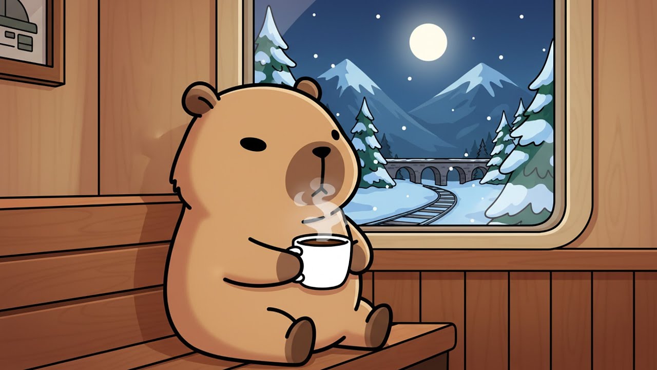 Snowy Midnight Lofi 🚆🌙 | Peaceful Coffee & Chill Beats