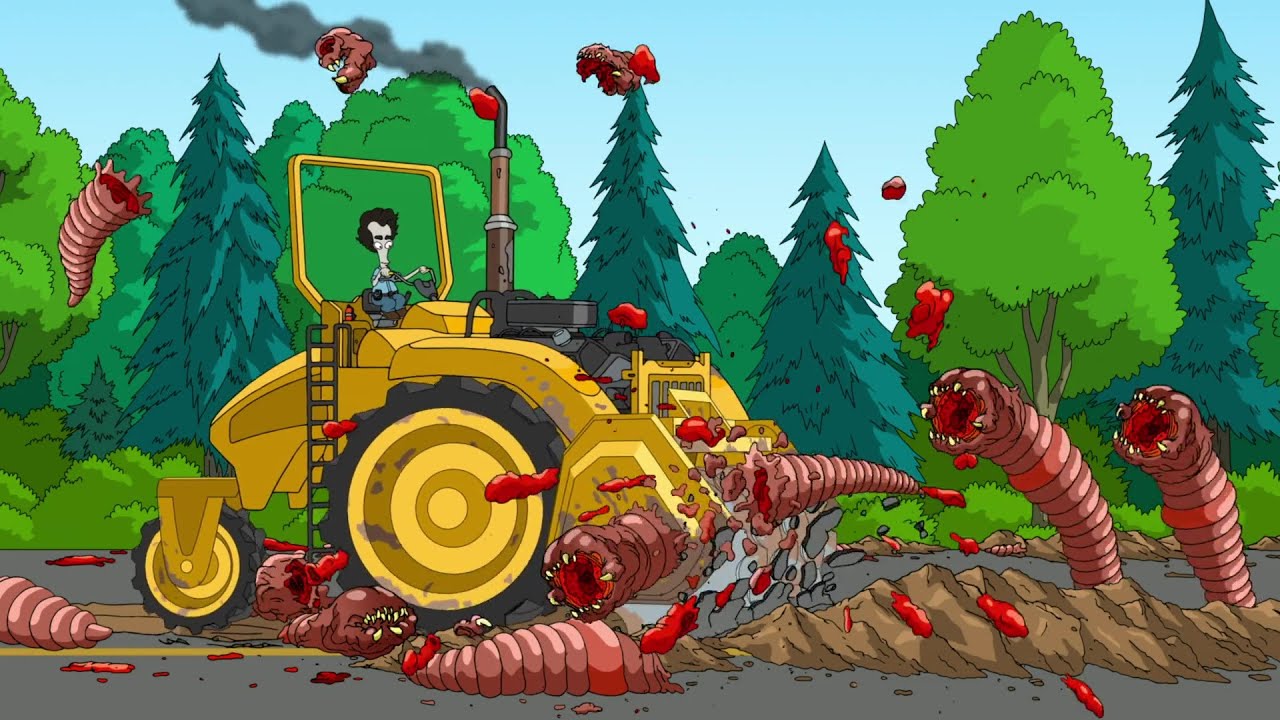 American Dad - Lead the worms into the rototiller blades!