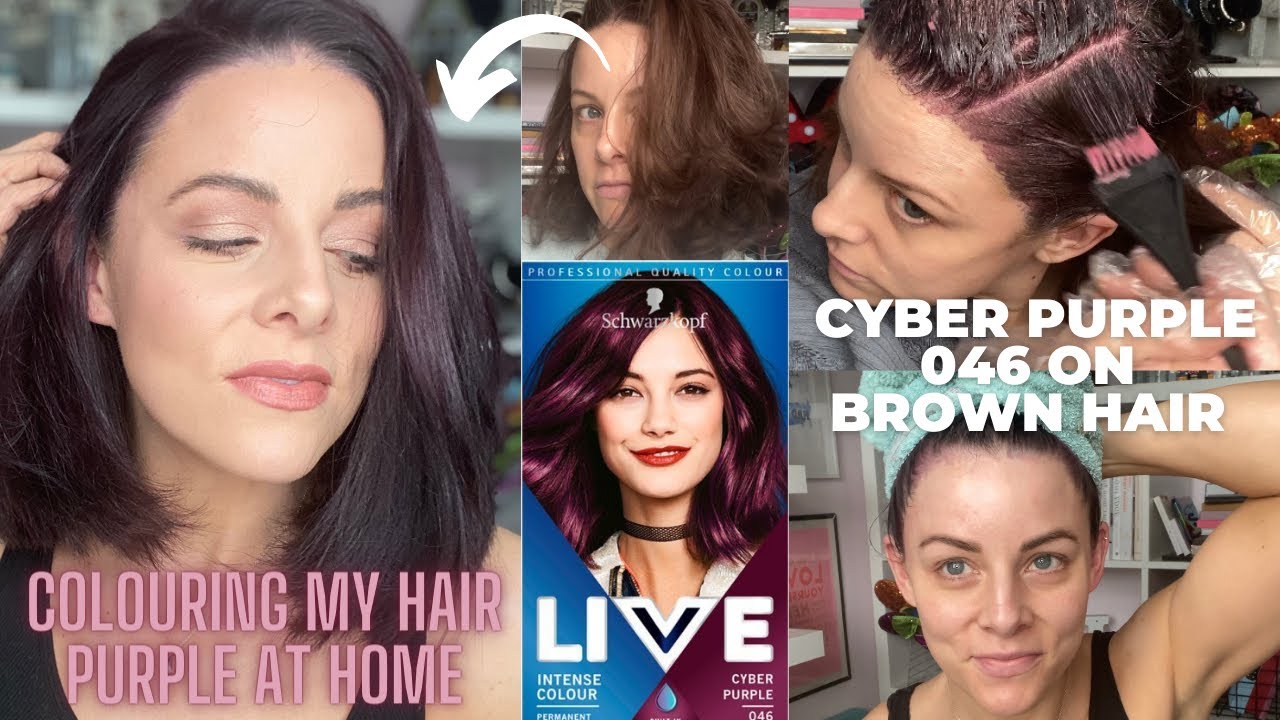 COLOURING MY HAIR CYBER PURPLE AT HOME | Schwarzkopf Live 069 on brown hair | Plus Eylure Dybrow