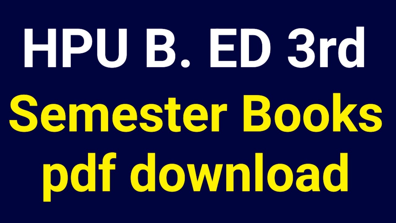 HP B.Ed 3rd semester books pdf download