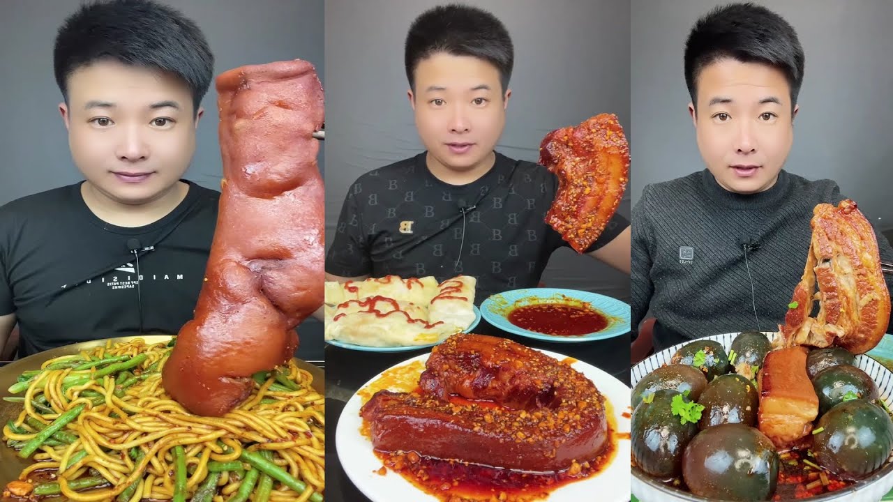 ASMR MUKBANG | SPICY BRAISED PORK BELLY |  EATING SHOW | EATING SHOW | Eat Beef Ribs #food #299