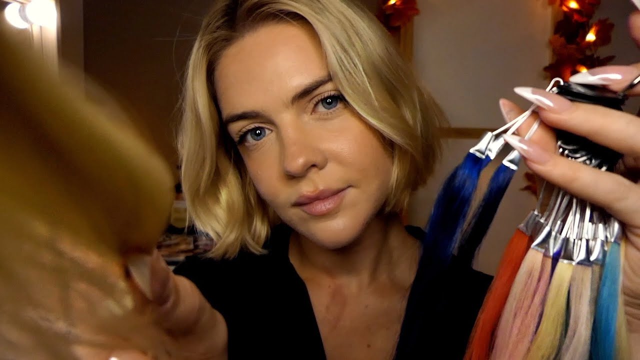 ASMR | Je teins tes cheveux en bleu 💇🏼‍♀️Salon de coiffure (+coupe)