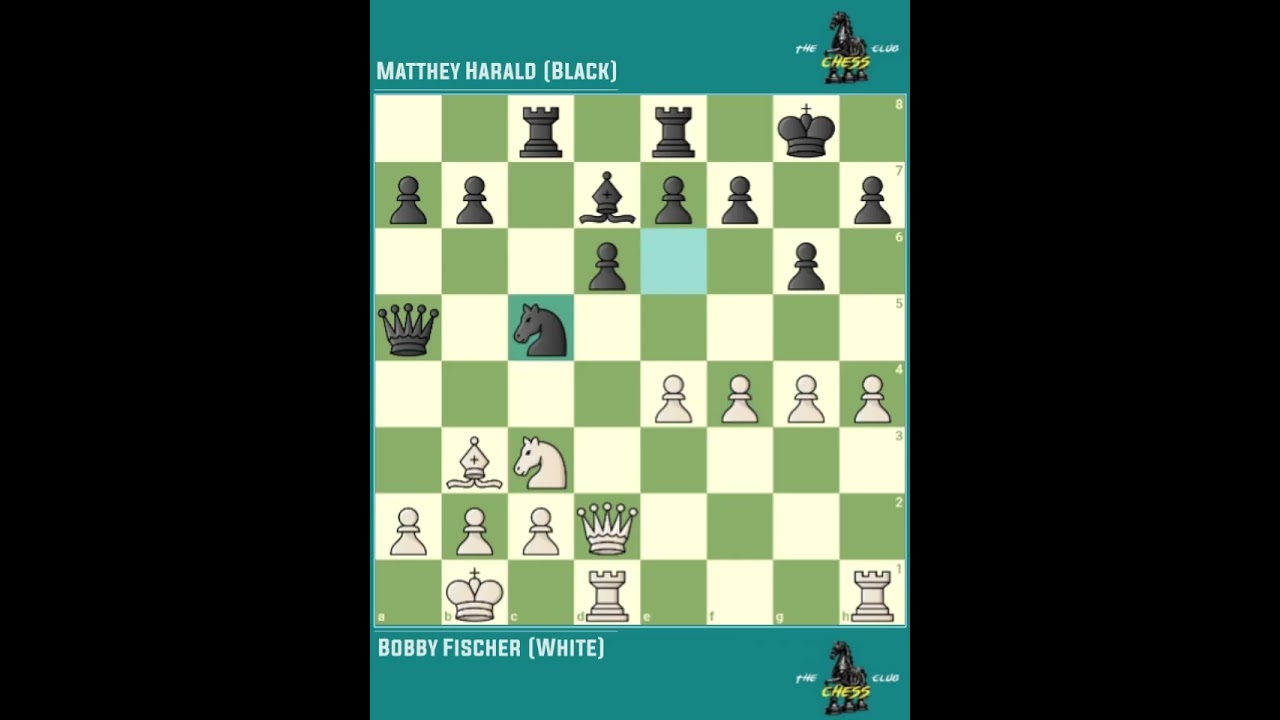 GM Bobby Fischer vs FM Harald Matthey ◉ It Chess Match Open ‖ Montreal → Canada, 1956.
