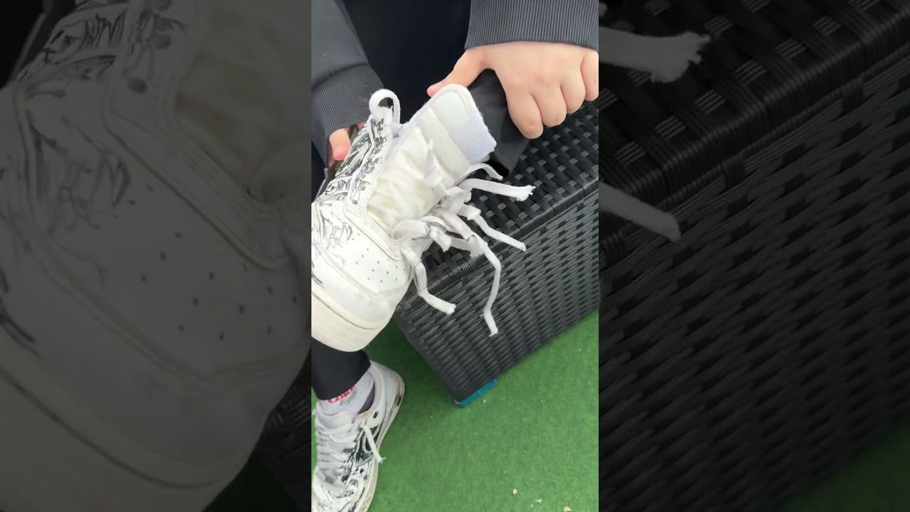 Teen Girl Destroy her old Nike Air Force Part 1