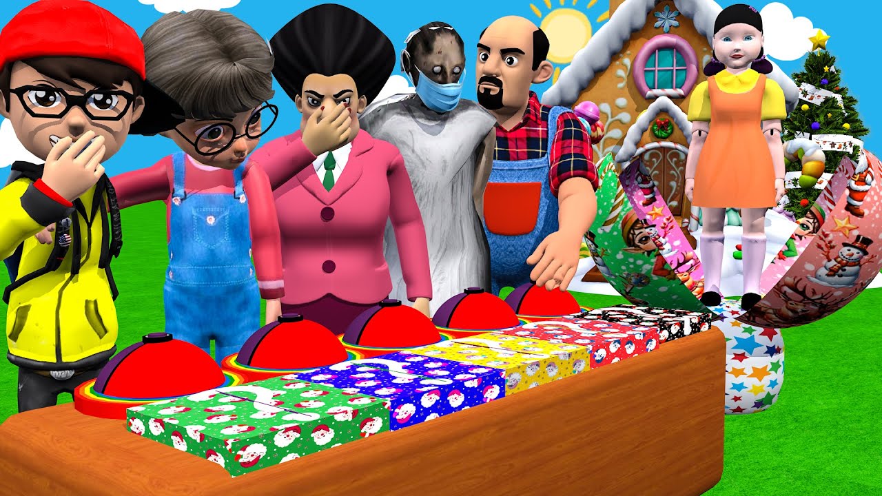 Scary Teacher 3D vs  Squid Game Choose the Mystery Gift Box, 5 Time Challenge