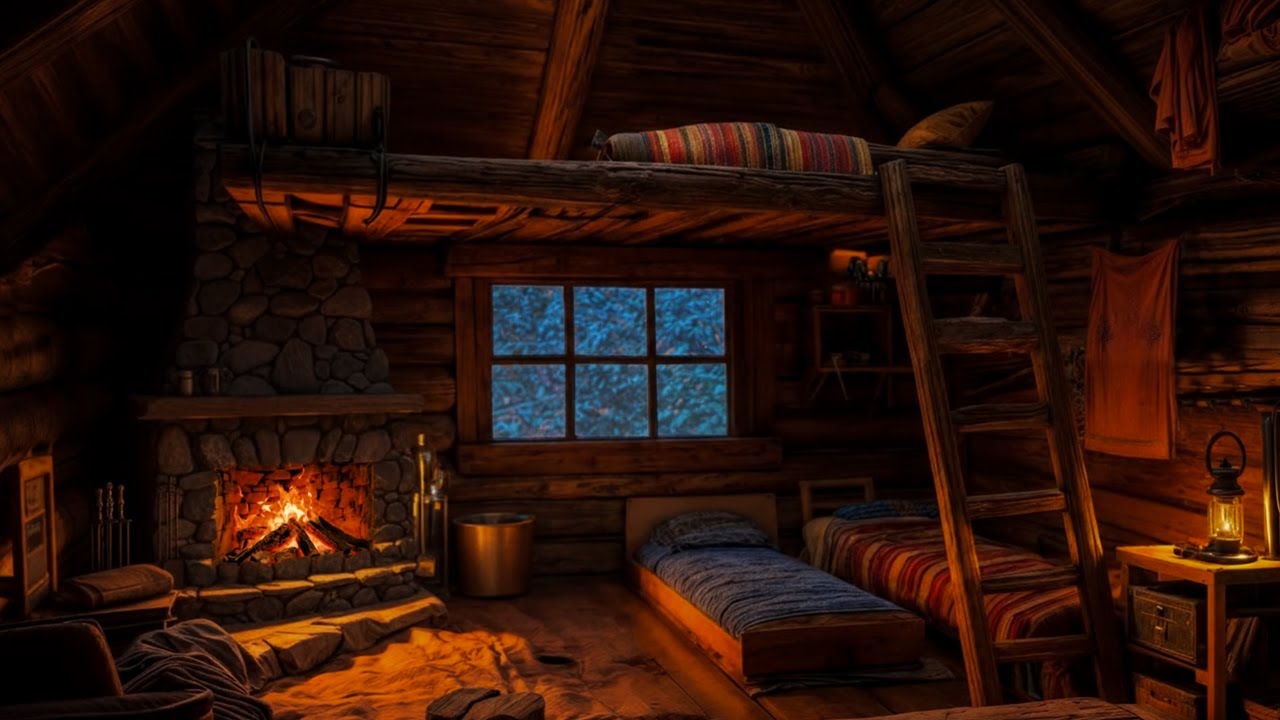 Frostwood Cabin at Night ❄️🔥 | Falling Snow, Cozy Fire & Deep Relaxation | 12H