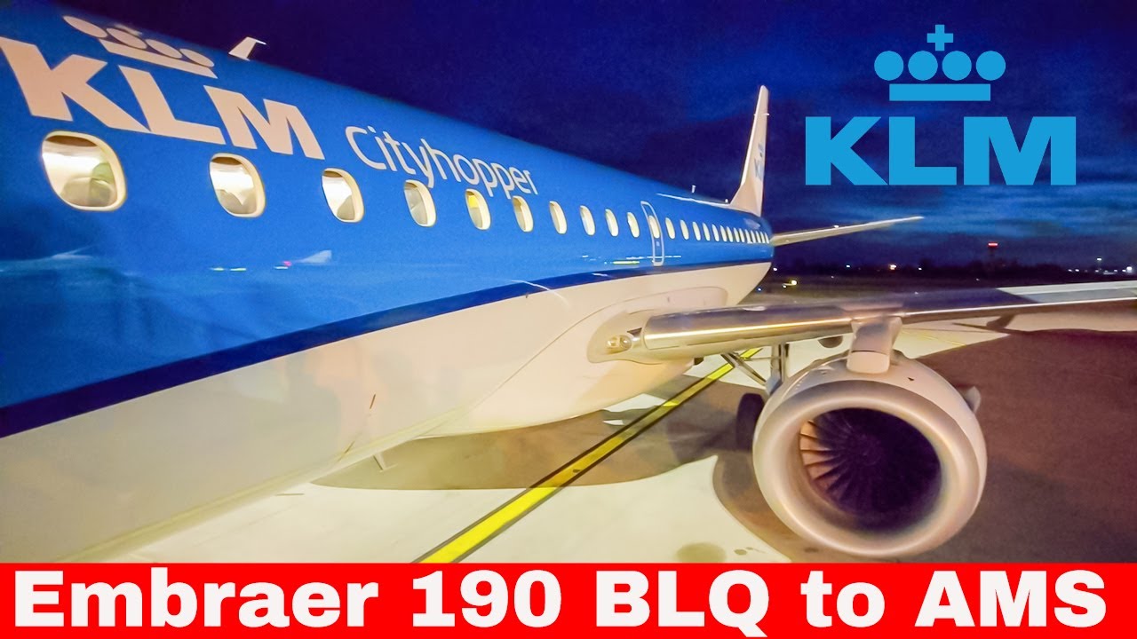 BOLOGNA to AMSTERDAM | KLM Embraer 190 | Nice sunrise over Alps Mountains (2024)