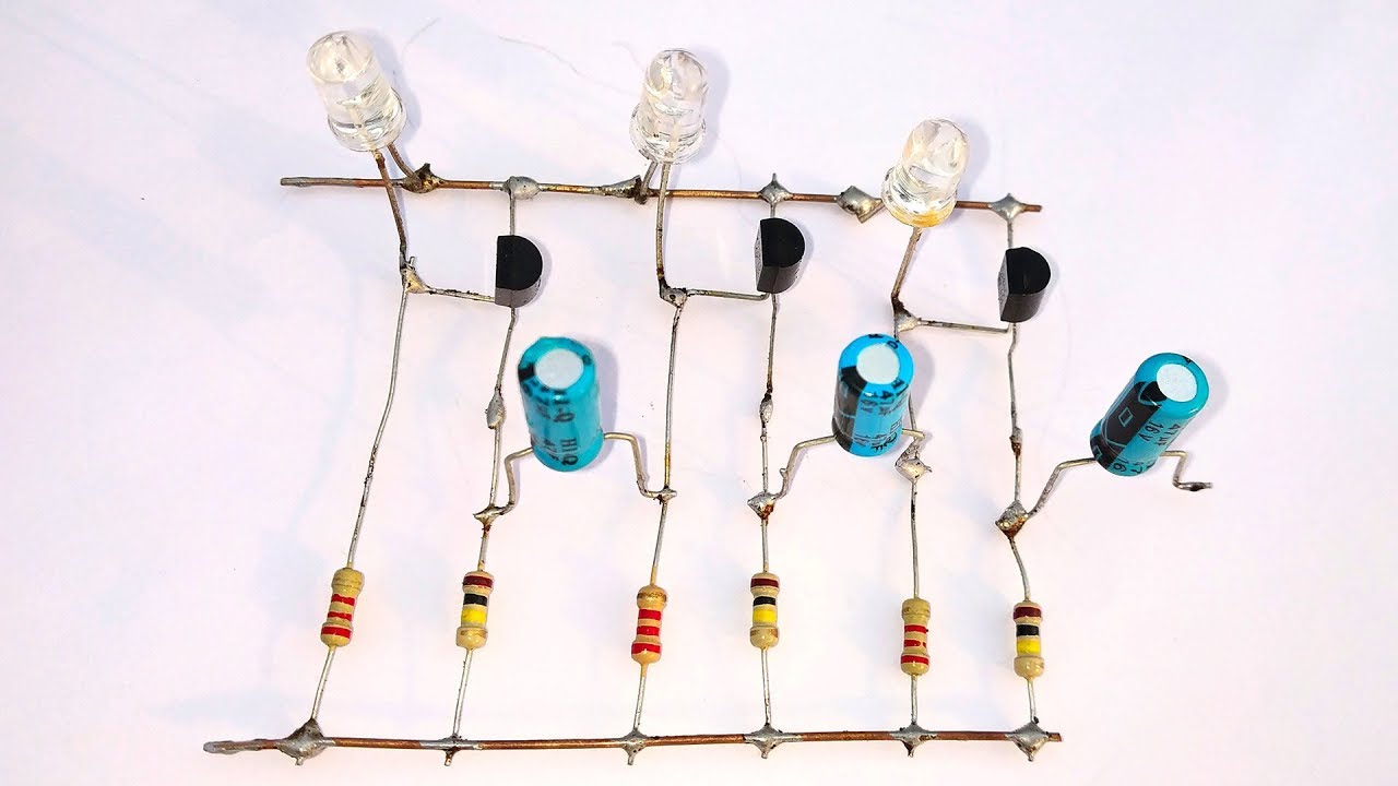 How To Make LED Chaser / Motion Blinker/ Flasher Without IC (English Subtitle)