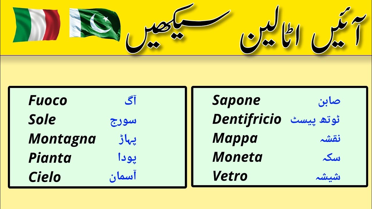 Learn Italian in Urdu | Learn Italian Vocabulary| Italian words in urdu | Learn with Zunair